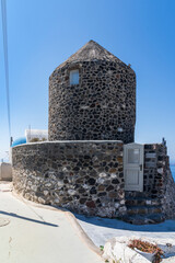 Old disused windmill in Imerovigli, Santorini, Greece