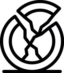 Broken ceramic plate with a crack splitting it, concept of fragility or broken object