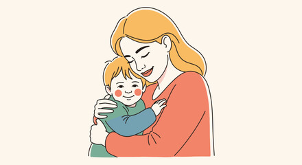 Obraz premium A heartwarming illustration of a mother embracing her child with love and affection demonstrating