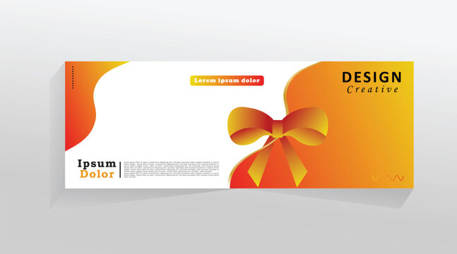 Gift vector banner template for social media and web, horizontal banner for cover, gift promotion banner tempalate for digital product and services, web banner. eps 10