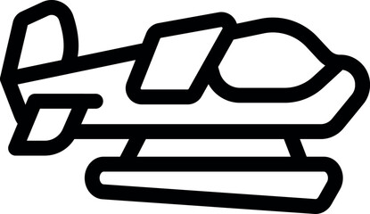 Small floatplane landing gently on water with pontoons © ylivdesign