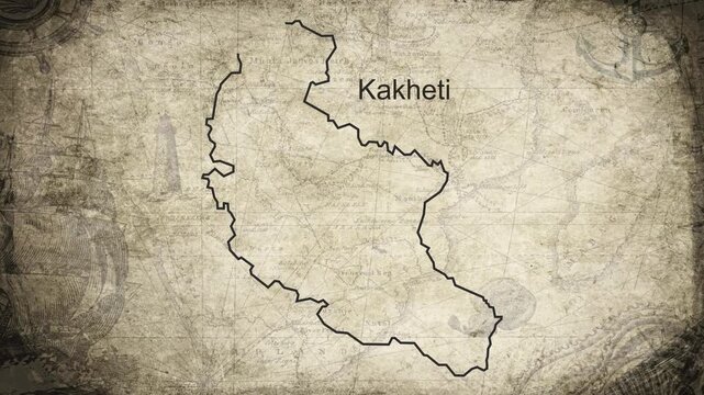 Kakheti map drawn on a cartography background sheet of paper