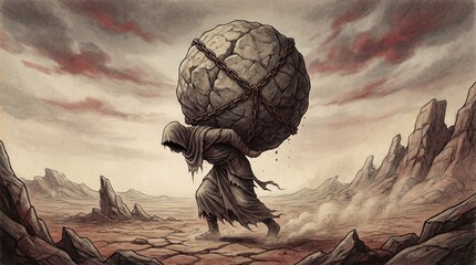 A heavy weight crushing down, visually representing the burden of psychological stress.