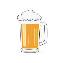 Beer mug with foam hand drawn refreshing lager drink vector illustration