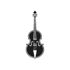 Fototapeta premium Elegant Silhouette: Stringed Instrument Isolated on White, Musical Design Element for Composers, Performers, and Instrument Enthusiasts
