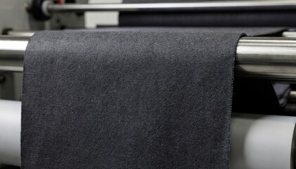 Close medium shot of tailored suiting fabric undergoing advanced shrinkresist finishing highlighting texture preservation and enhanced longevity of premium wool materials.