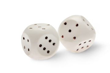 Two dice isolated on a transparent background
