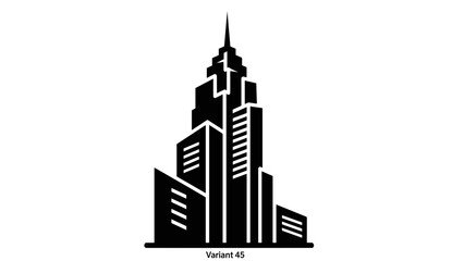 Obraz premium Black Silhouette of Skyscraper Building Illustration.