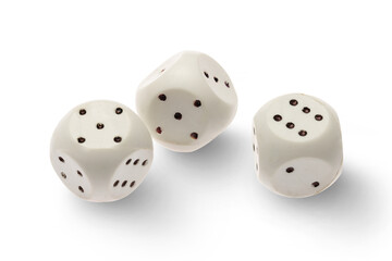 Three dice isolated on a transparent background
