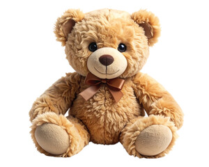 Fototapeta premium Cute baby teddy bear toy, soft texture, isolated on transparent background