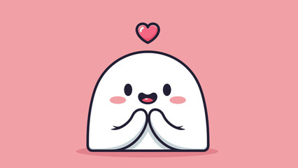 Cute white cartoon character with heart