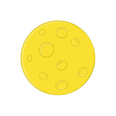 Fototapeta premium Cartoon style vector illustration of a full moon with craters isolated on white background, planet model for scientific projects
