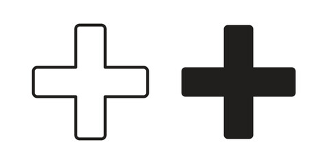 Obraz premium Plus icons. Vector graphic. Editable vector stroke. EPS 10.