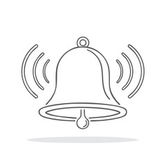 Fototapeta premium Ringing bell icon outline with sound waves notification or reminder concept for web design