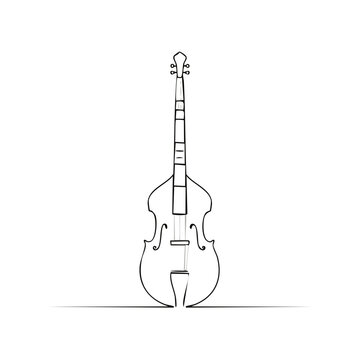 Minimalist One-Line Drawing of Upright Bass for Musical Instrument Illustration