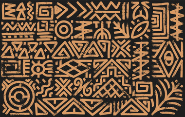 Hand drawn abstract seamless pattern, ethnic background, african style great for textiles, banners, wallpapers, wrapping