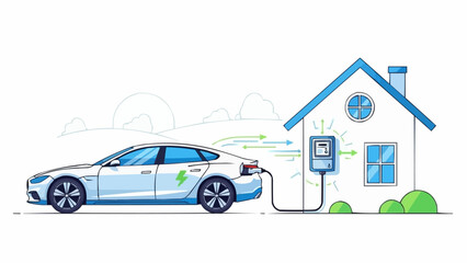 Electric car charging station at a modern home.