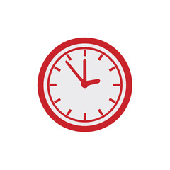 Minimalist Wall Clock Illustration Showing Two Fifteen with Red Frame and Hands on White Background Time Management Device
