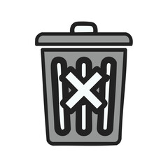 Recycle bin graphic illustration marked with X symbol indicating non recycling or trash deletion icon