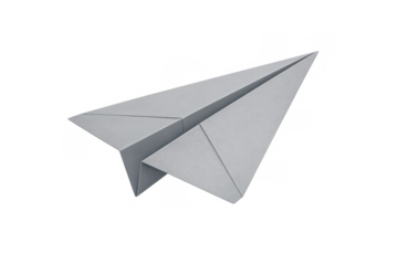 White paper plane flying, representing startup, innovation, freedom, creativity, childhood, and success in business