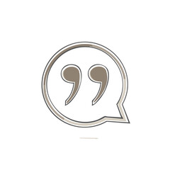 Obraz premium Quote marks inside speech bubble icon design for social media posts and citations referencing sources of quotes