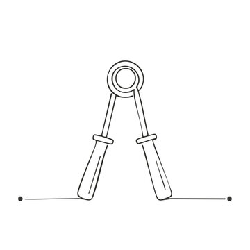 Hand Grip Strengthener Tool Outline Drawing Fitness Hand Exerciser Single Line Black and White Gym Equipment Sketch