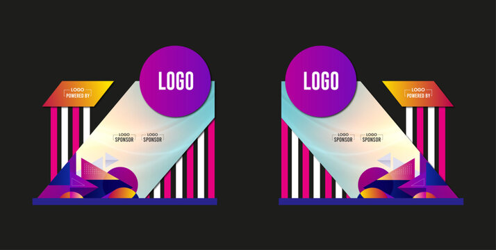 Event gate arch entrance gate and entry welcome archway mockup vector 3D template Event arch for exhibition or expo, entertainment event entrance or sport marathon start and finish gate in pink design