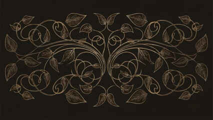 Elegant Swirling Floral Design with Leaves and Vines.