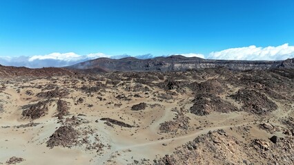 vue a&eacute;rienne du volcan Teide &agrave; Tenerife, archipel des canaries en Espagne	