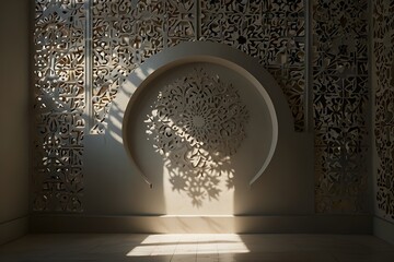 Islamic pattern shadow on light wall