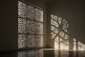 Islamic pattern shadow on light wall