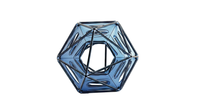 Blue Geometric Icosahedron Structure - Powered by Adobe