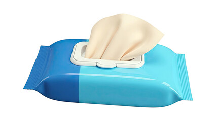 Blue Wet Wipes Packaging with Cream-Colored Wipes