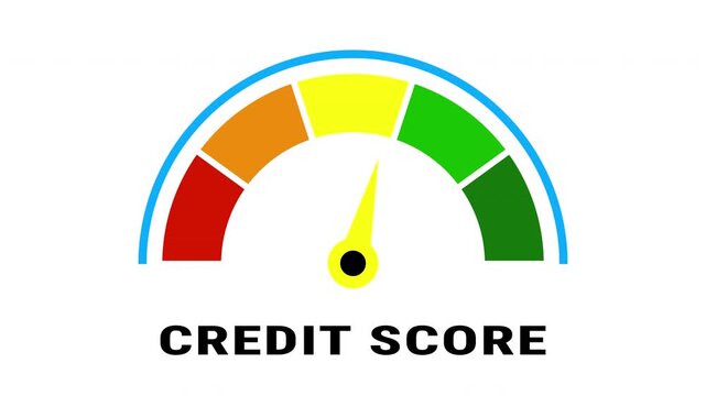 Colorful Speedometer or Tachometer Motion Progress.  credit score rating moving needle animation on white background, credit score meter animated. 4K video.