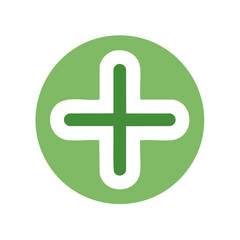 Obraz premium Green Circle Icon with White Plus Sign for Addition, Math, and User Interface Design