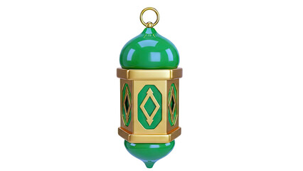 Islamic Lantern with Green Dome and Gold Ornate Body