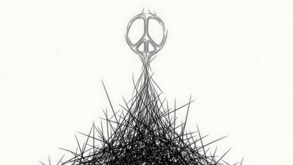 Abstract Stick Figure Rising From Tangled Web