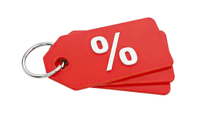 Red Discount Tags with Percentage Symbol
