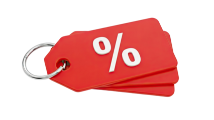 Red Discount Tags with Percentage Symbol