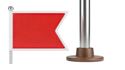 Red Flag on Metal Pole with White Border