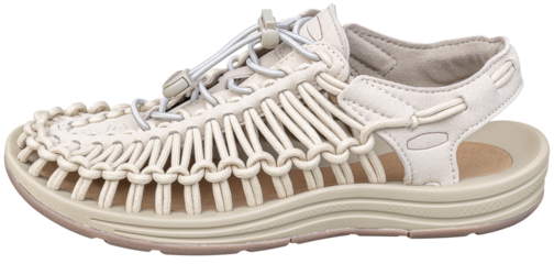 Side view brown woven slipper shoe