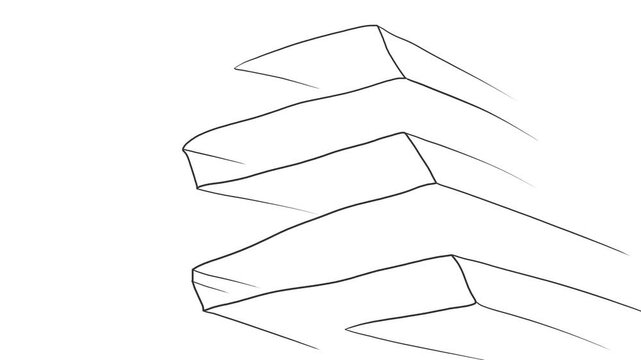 The screen changes to an angular line design with a 3D effect or elongated shapes.