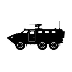 Fototapeta premium Armored Troop Transport Vehicle Silhouette Vector – Military Security Icon on White Background