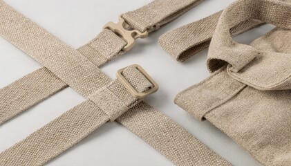 Midweight woven strap webbing in a neutral tone emphasizing its versatility for custom bag handles and adjustable outdoor gear attachments.