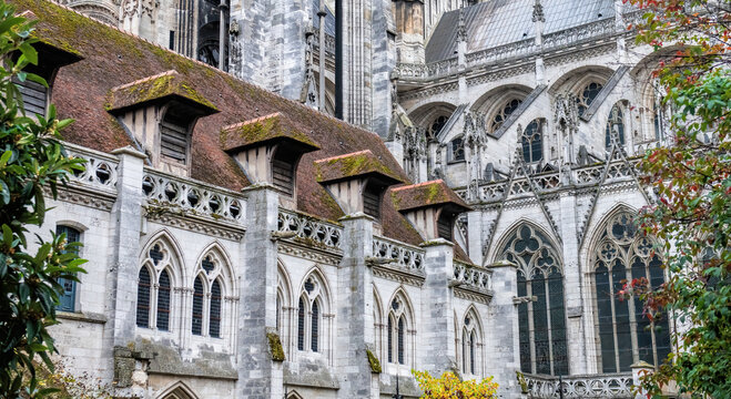 Detail of an old building in Rouen, Normandy