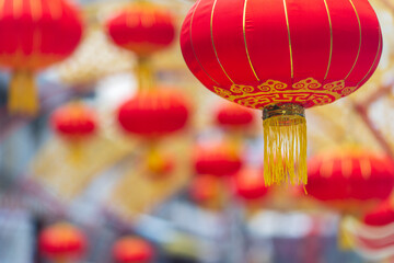 Lunar new year lantern decorated in chinatown area.