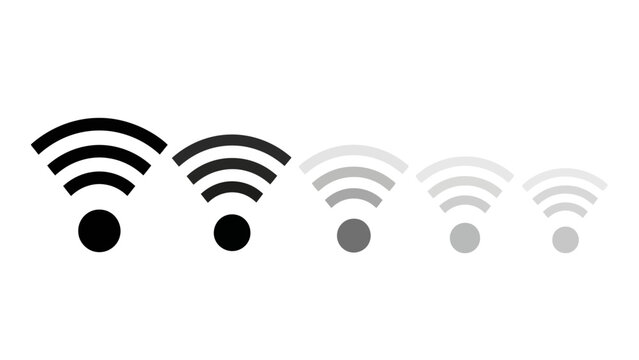 A visual representation of Wi-Fi signal strength, showing a gradient from strong to weak signal bars.