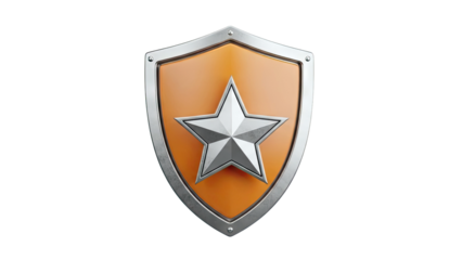 Orange Shield with Silver Star Emblem