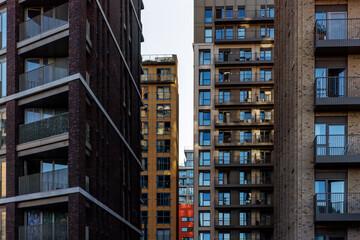 Modern City Apartment Buildings With Repeating Balconies