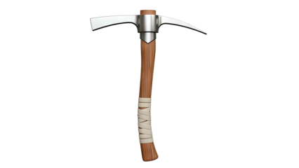 Pickaxe with wooden handle and metal head